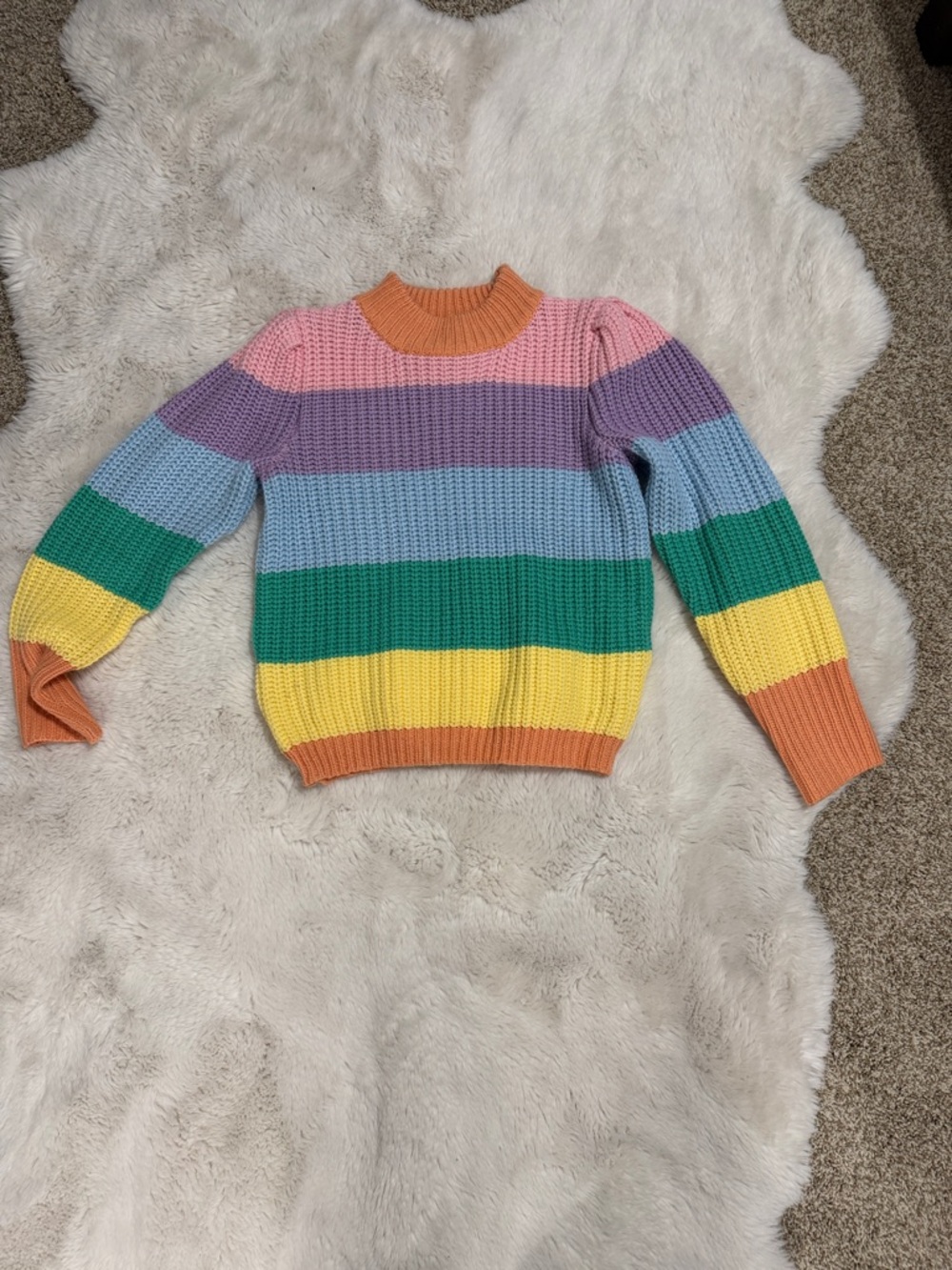 Free the Roses Rainbow Striped Cowl-Neck Sweater in Pastel Hues